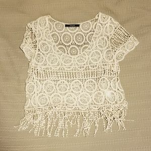 Concert vibes white lace tshirt